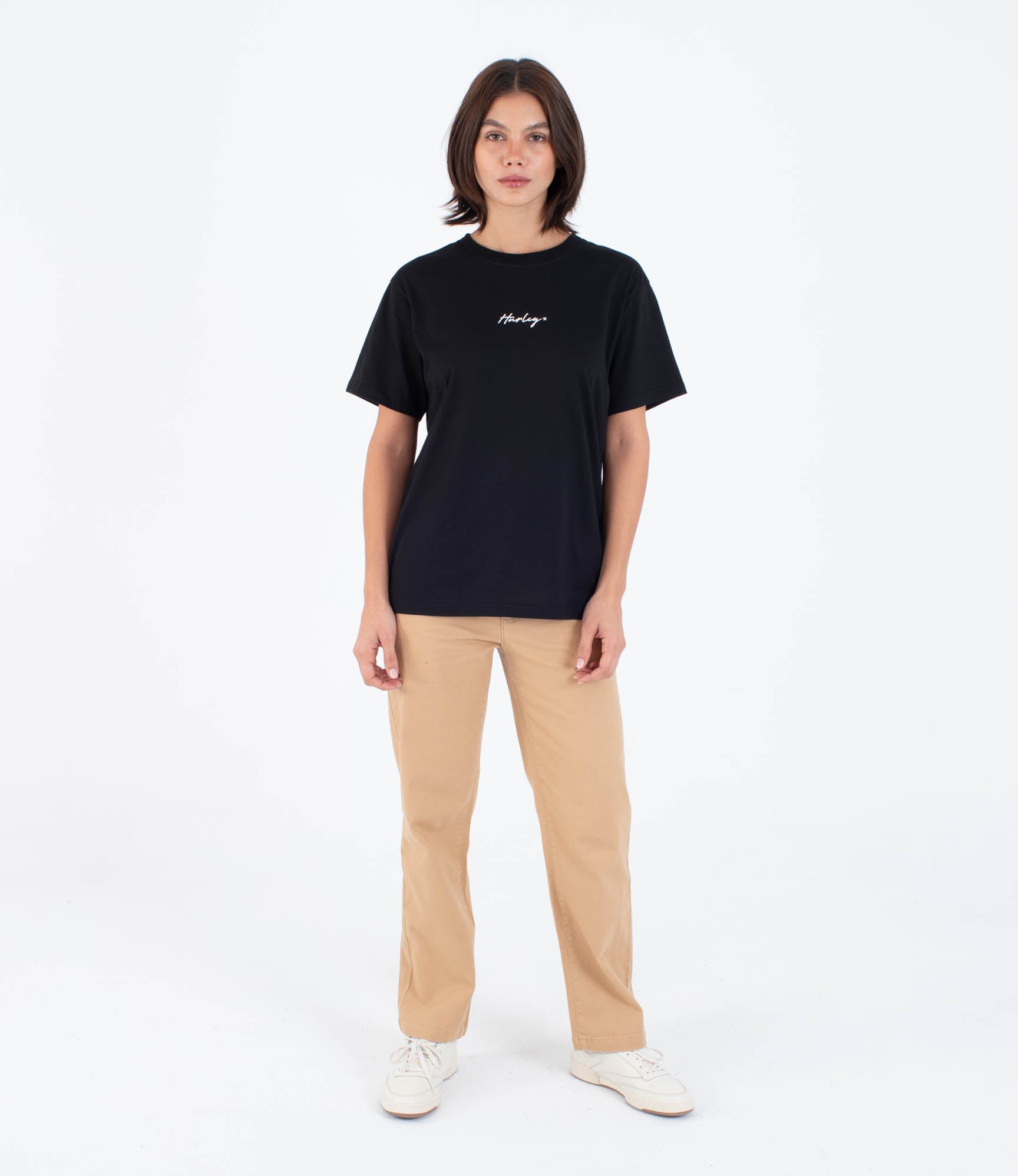 White Smoke טי שירט קצרה לנשים Script HURLEY