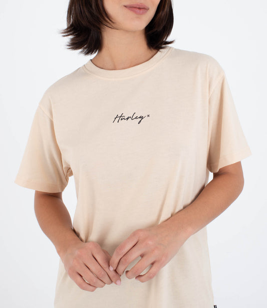 Antique White טי שירט קצרה לנשים Script HURLEY