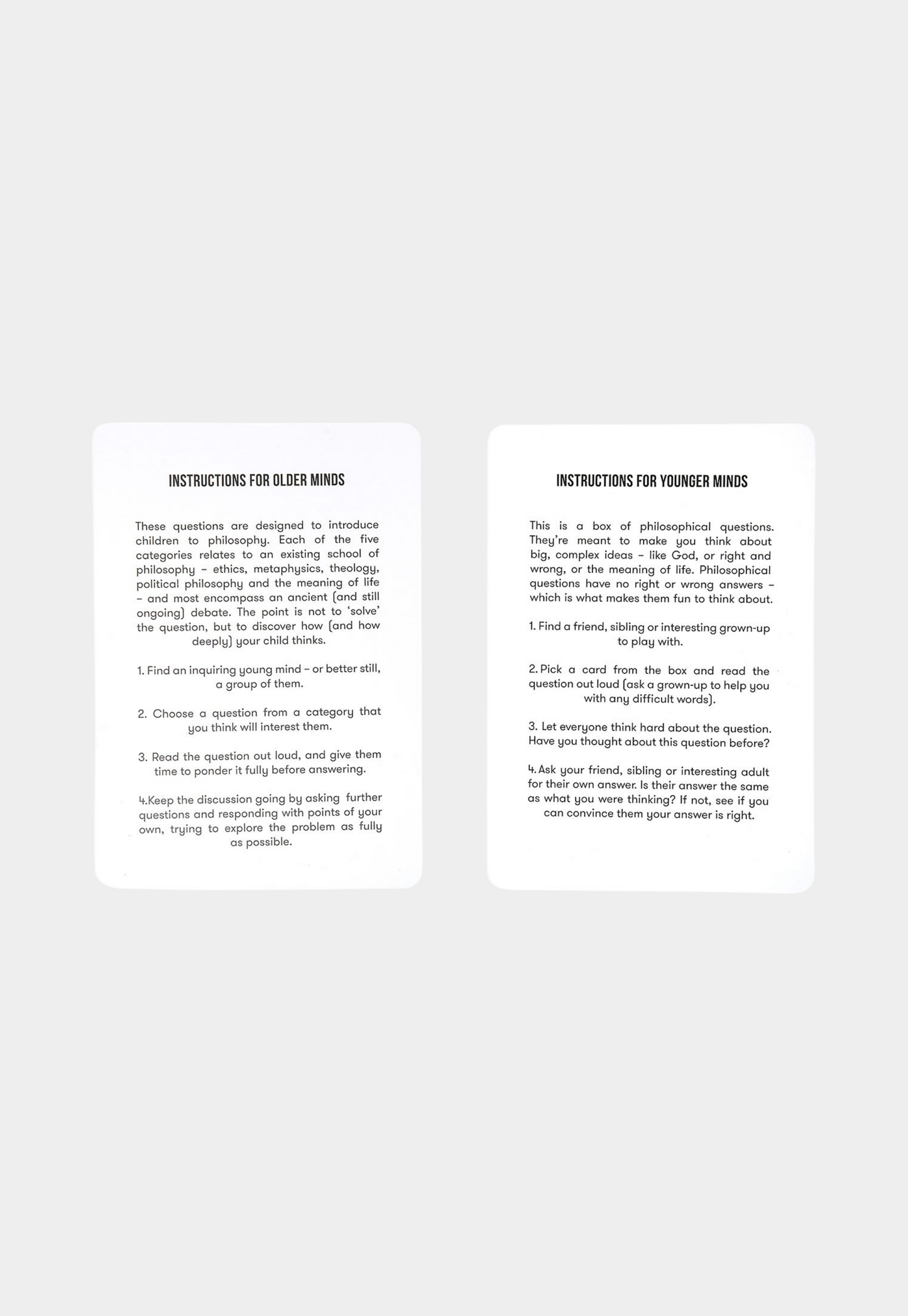 White Smoke משחק קלפים לילדים Philosophical Questions THE SCHOOL OF LIFE