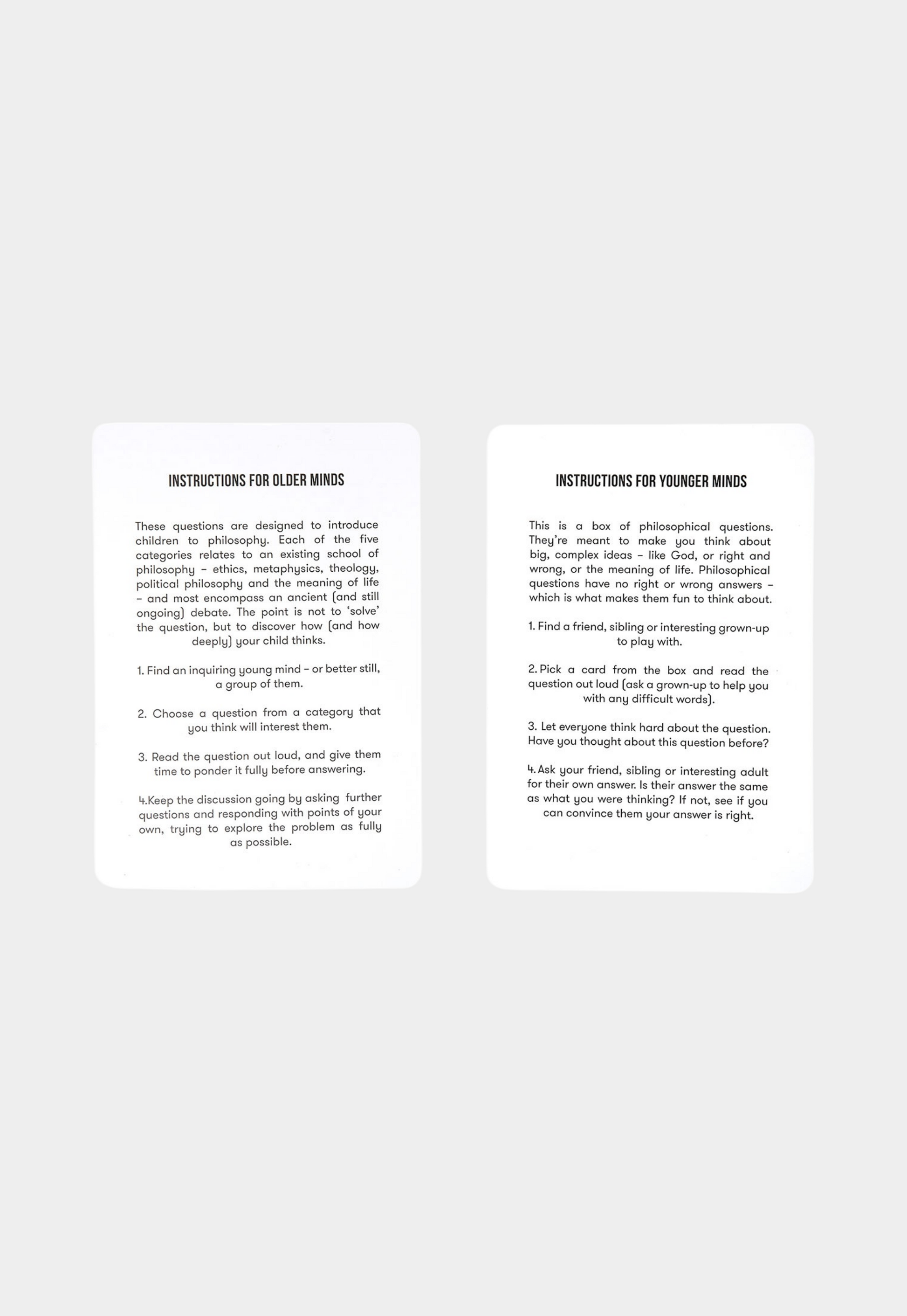 White Smoke משחק קלפים לילדים Philosophical Questions THE SCHOOL OF LIFE