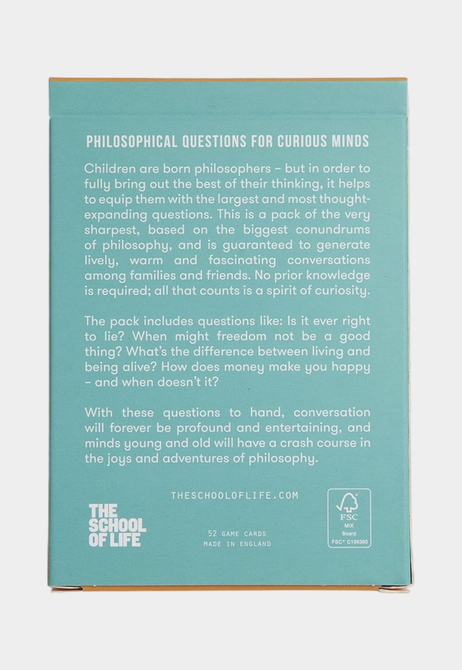 Medium Aquamarine משחק קלפים לילדים Philosophical Questions THE SCHOOL OF LIFE