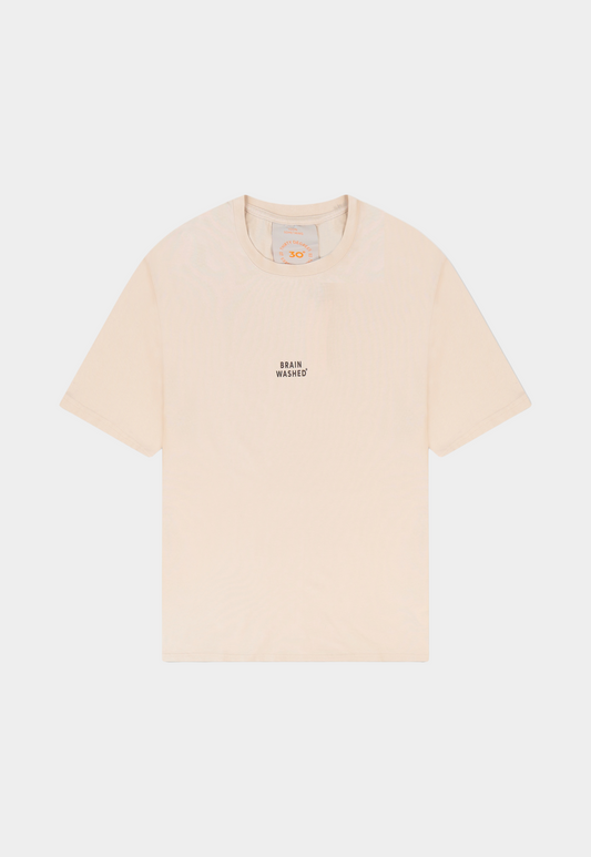 Beige טי שירט קצרה לגברים / נשים Brain Washed THIRTY DEGREES