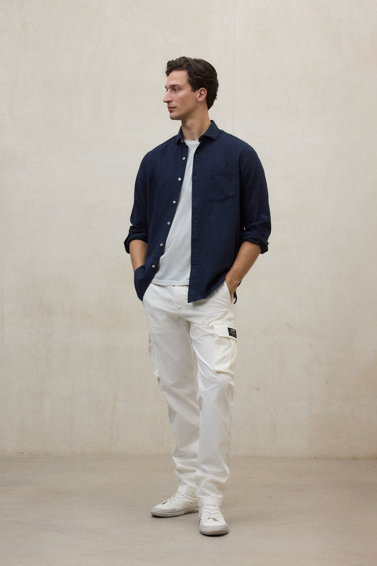 Gray חולצה מכופתרת ארוכה לגברים Felipe ECOALF