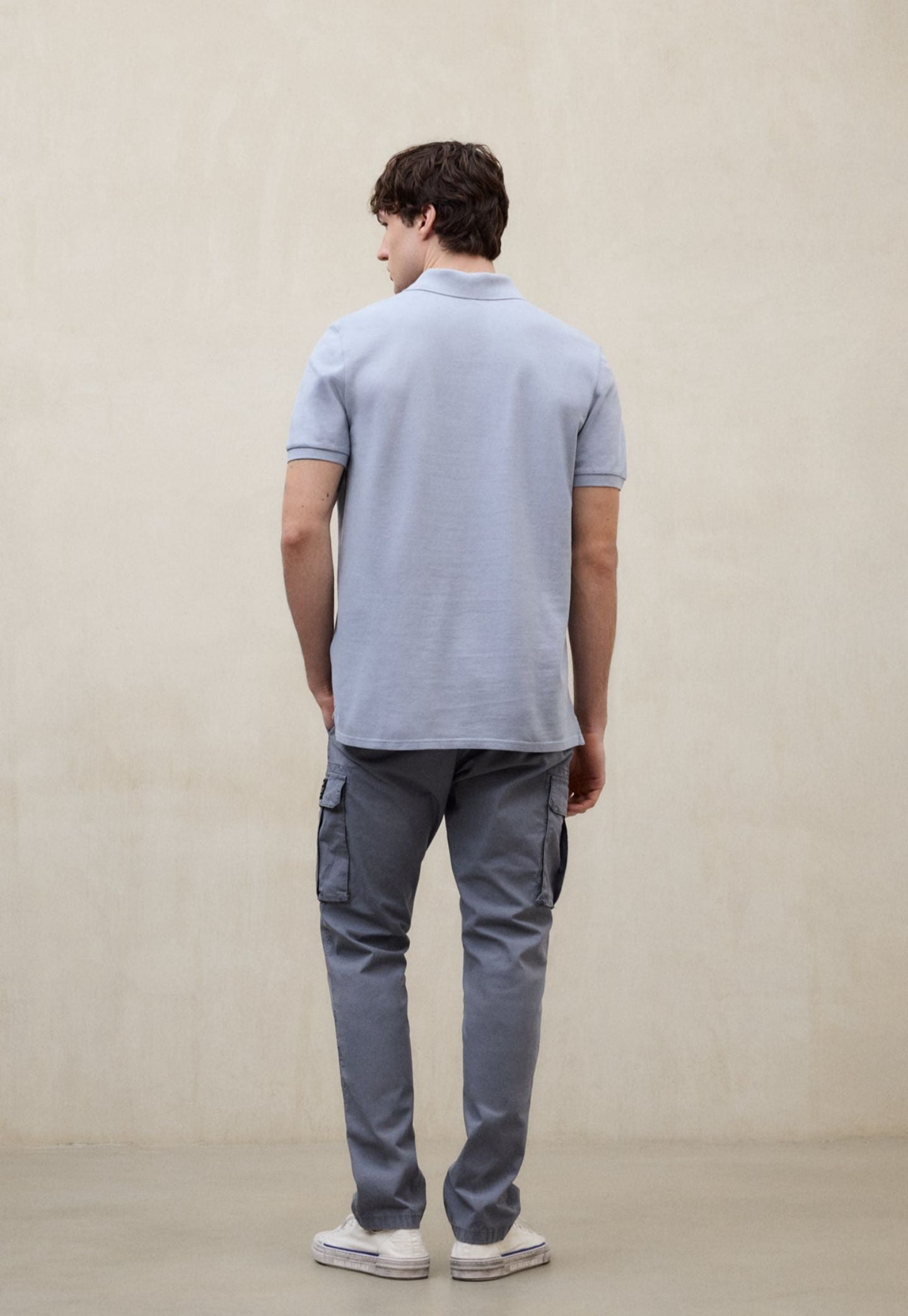 Light Gray חולצת פולו קצרה לגברים Tedan Polo ECOALF