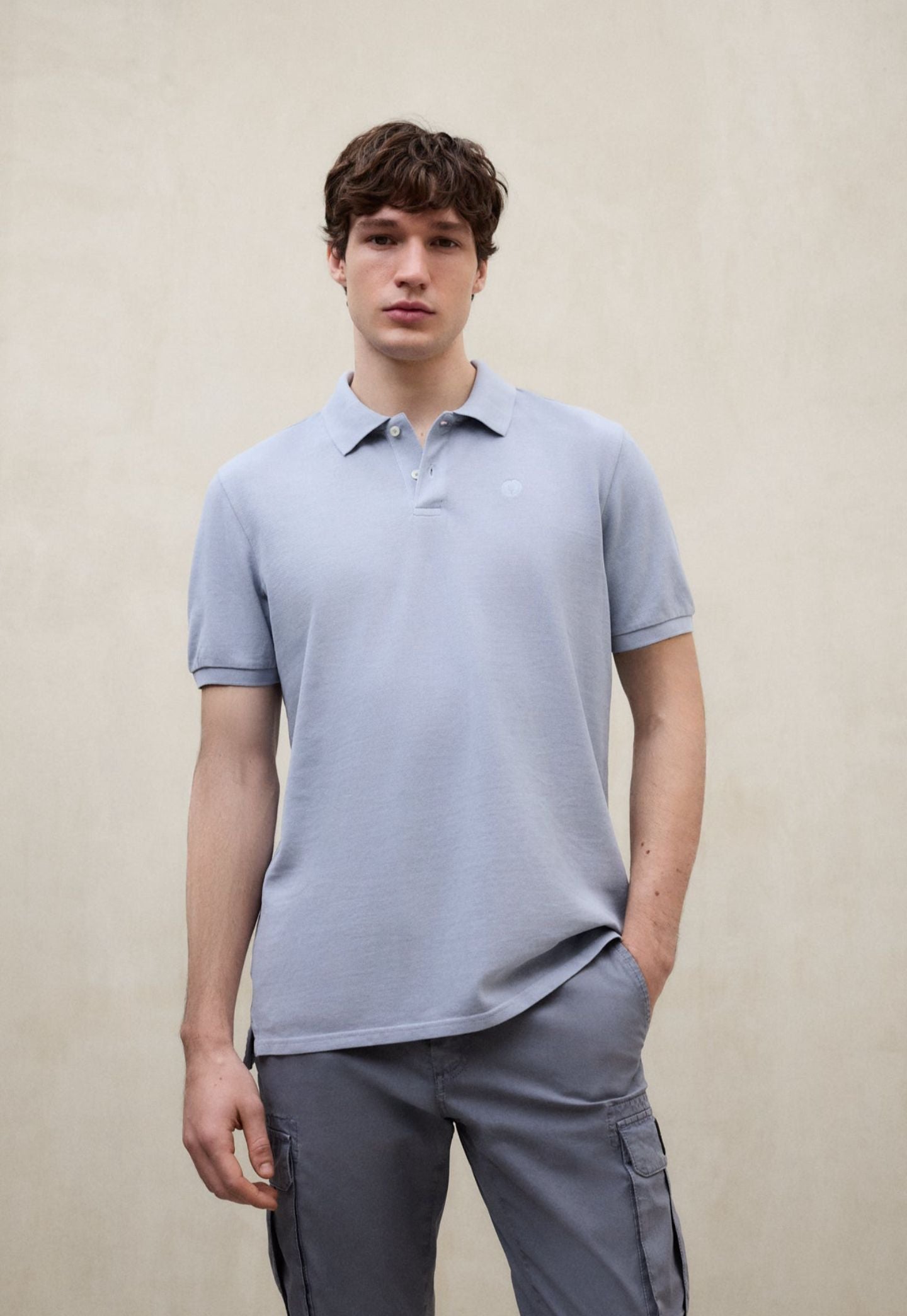 Light Gray חולצת פולו קצרה לגברים Tedan Polo ECOALF