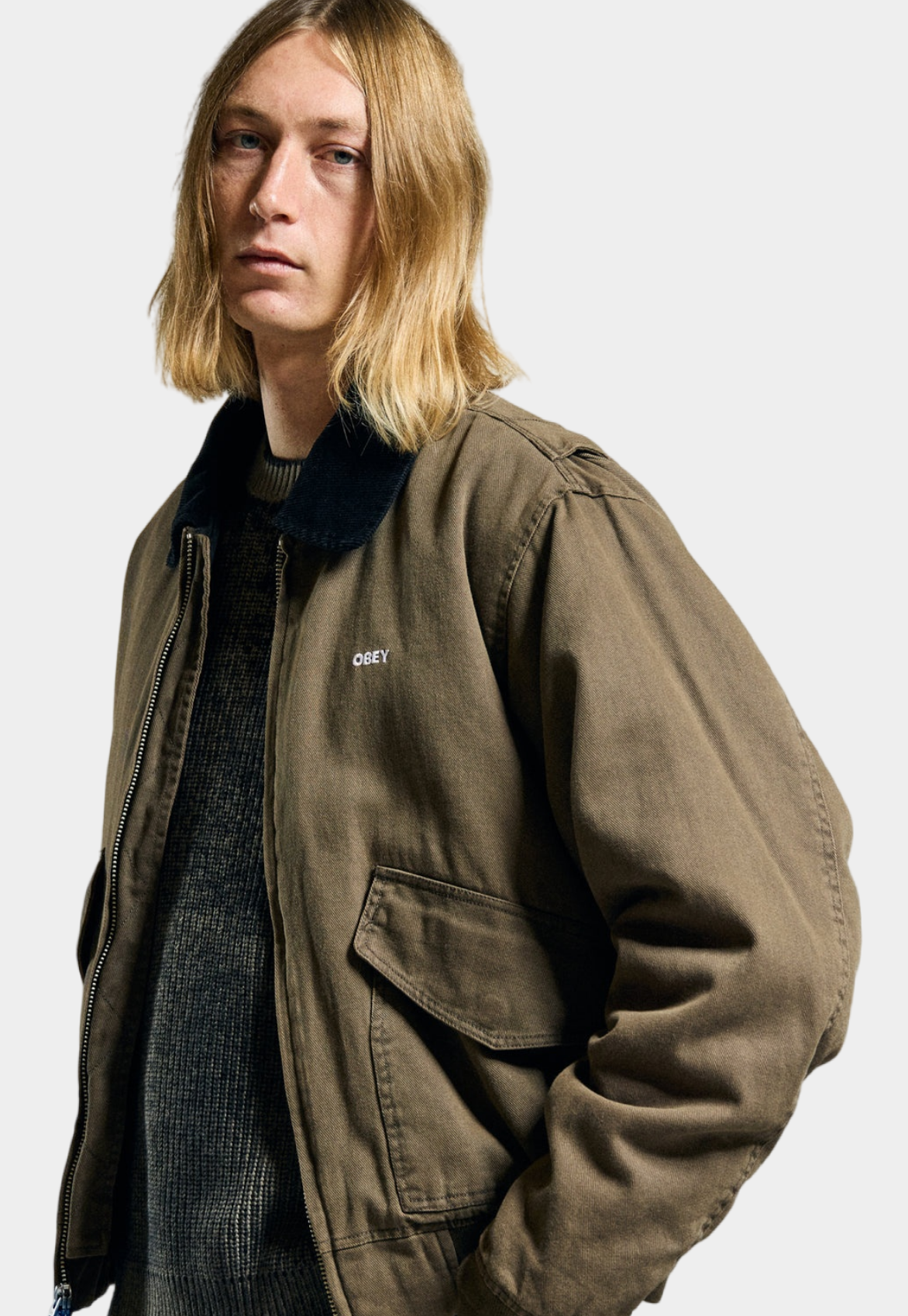 Dim Gray ג'קט לגברים Fade Wash CWU OBEY