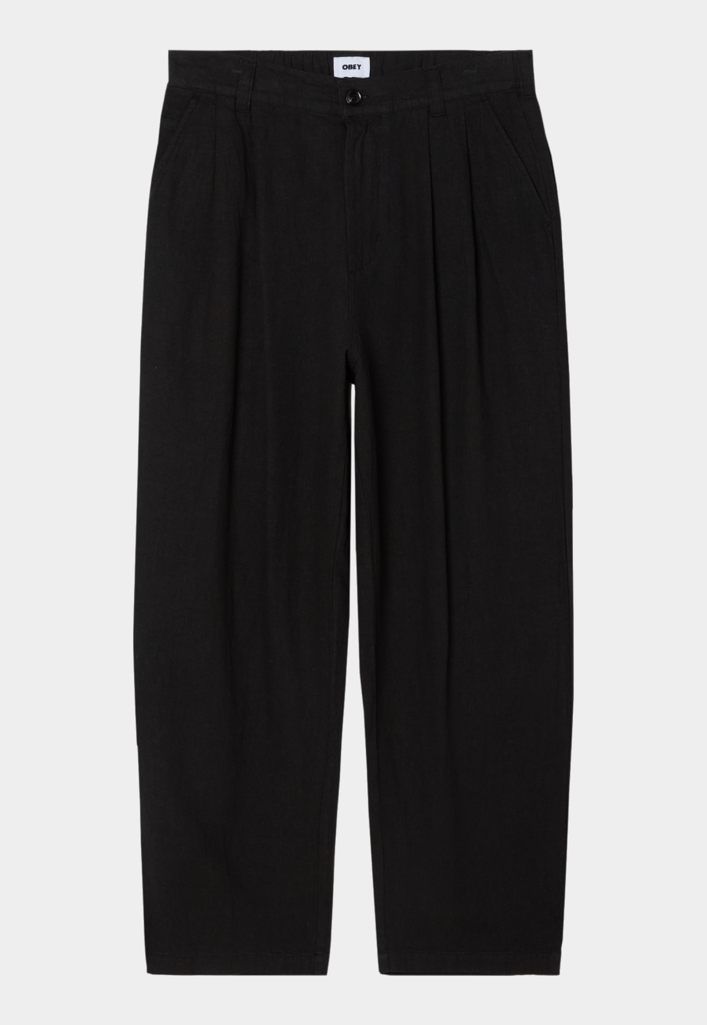 Black מכנסי פשתן לגברים Obey Foster Pleated Linen OBEY
