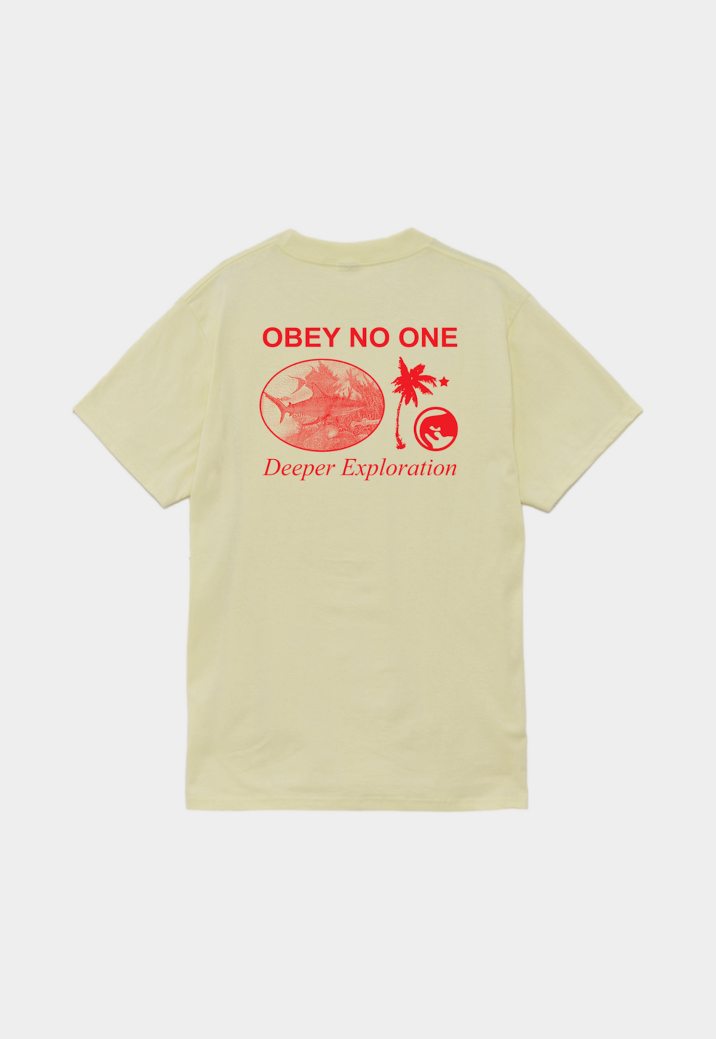 Beige טי שירט קצרה לגברים Deeper Explration OBEY