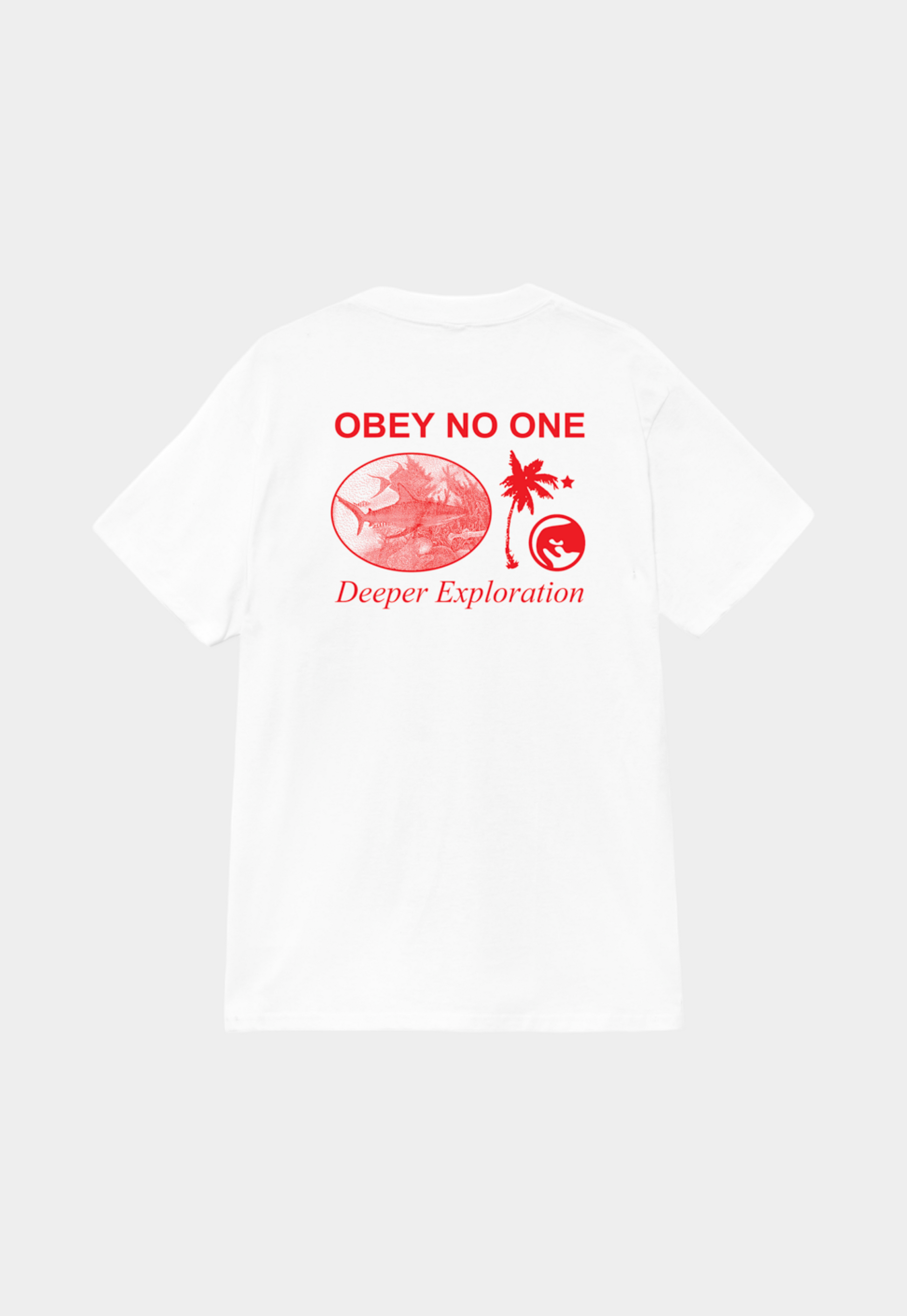 White Smoke טי שירט קצרה לגברים Deeper Explration OBEY