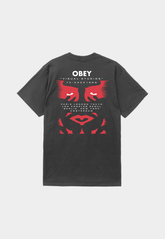 Dark Slate Gray טי שירט קצרה לגברים Visual OBEY