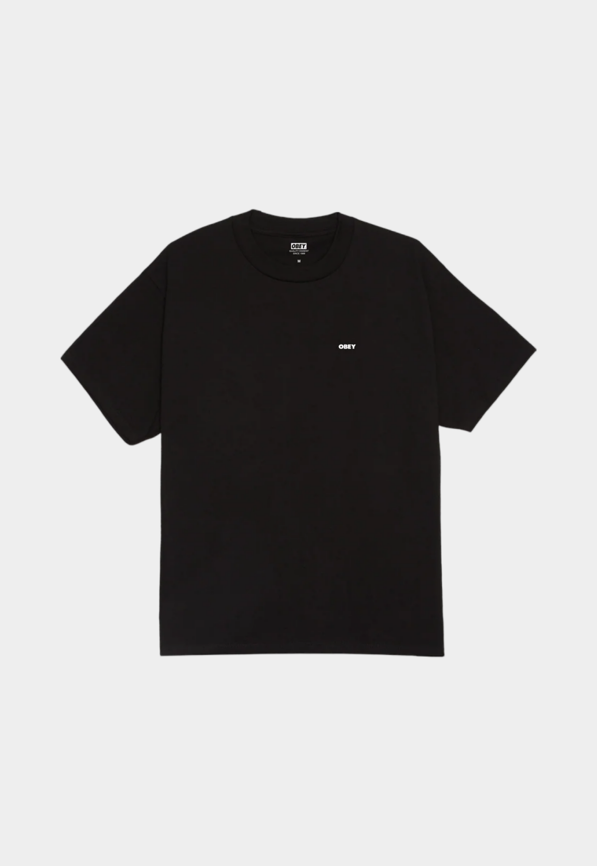 Black טי שירט קצרה לגברים Disinformation OBEY