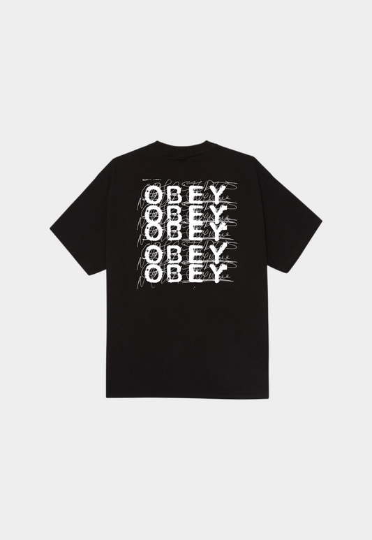 Black טי שירט קצרה לגברים Scribble OBEY