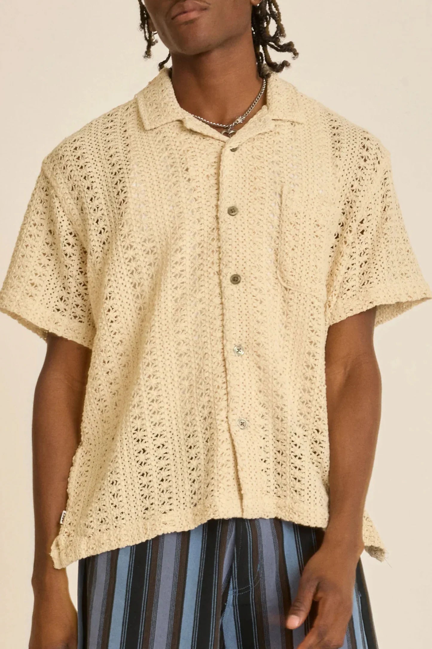 Wheat חולצה מכופתרת קצרה קרושה לגברים Harison OBEY