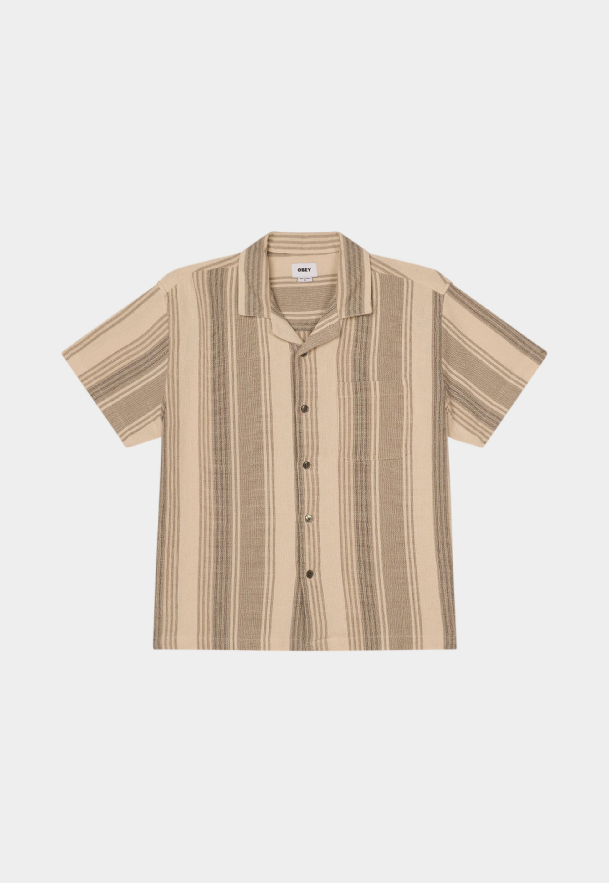 Beige חולצה מכופתרת קצרה לגברים Frazer OBEY