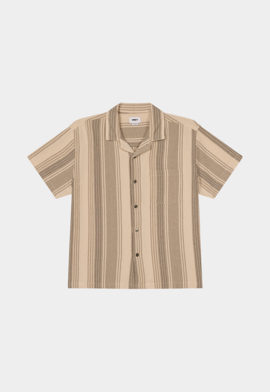 Beige חולצה מכופתרת קצרה לגברים Frazer OBEY