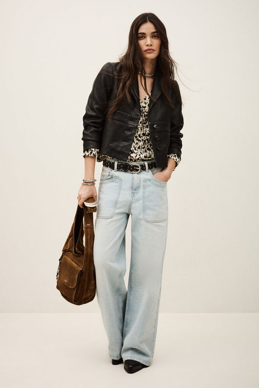 Antique White ג'קט עור לנשים Borfeo BA&SH