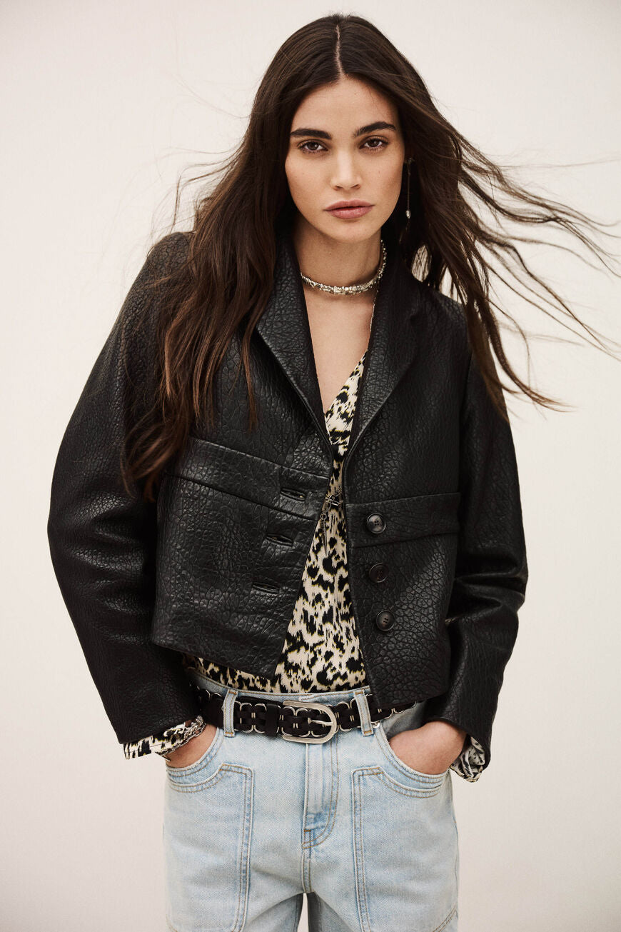 Antique White ג'קט עור לנשים Borfeo BA&SH