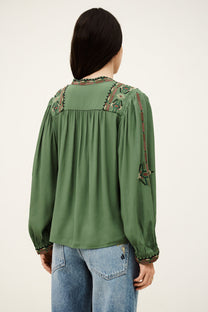 Dark Olive Green BLOUSE TILT חולצה ארוכה BA&SH