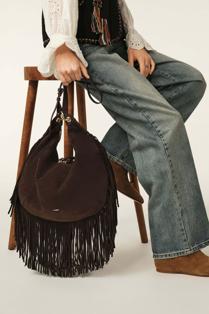 Light Gray תיק צד לנשים Fringes BA&SH