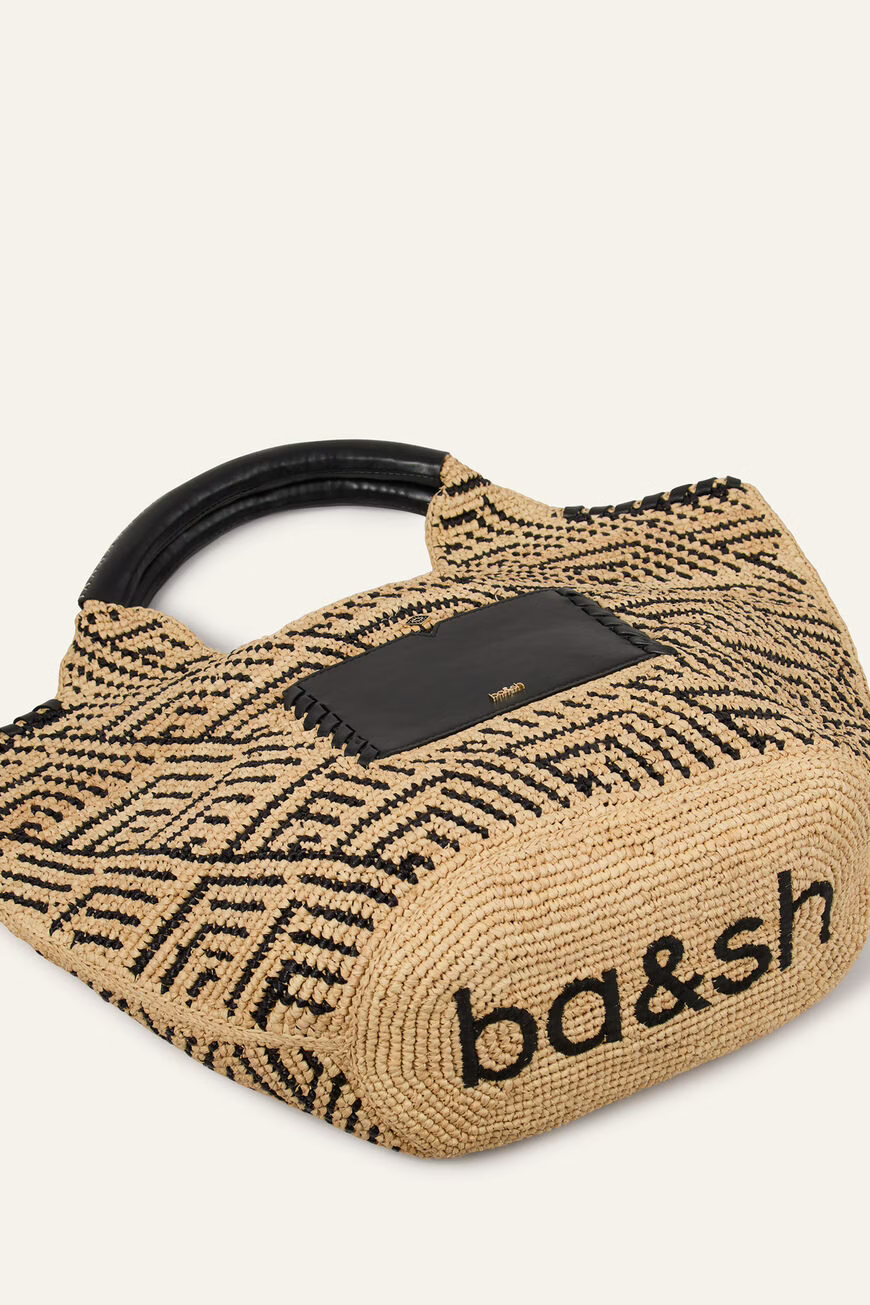 Dark Slate Gray תיק צד קש לנשים Raphia BA&SH