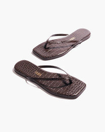 Snow כפכפי עור לנשים דמוי  קרוקודיל Square Toe Lily Croc TKEES