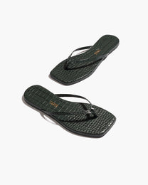 White Smoke כפכפי עור לנשים דמוי  קרוקודיל Square Toe Lily Croc TKEES