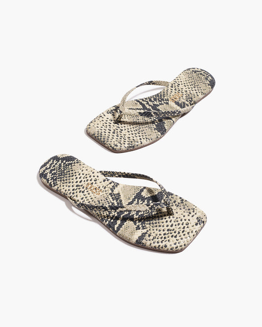 White Smoke כפכפי אצבע בפרינט מנוחש Square Toe Exotics TKEES