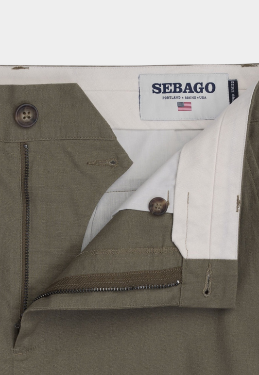Dark Olive Green מכנסי פשתן לגברים Rendon Linen SEBAGO