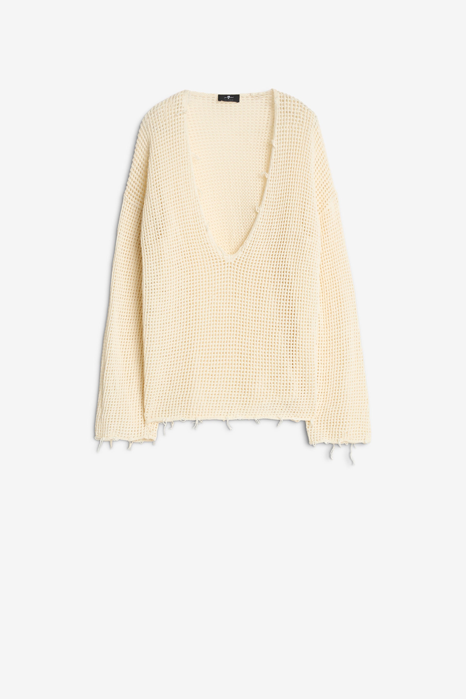 White Smoke סוודר רשת וי לנשים SEVEN FOR ALL MANKIND