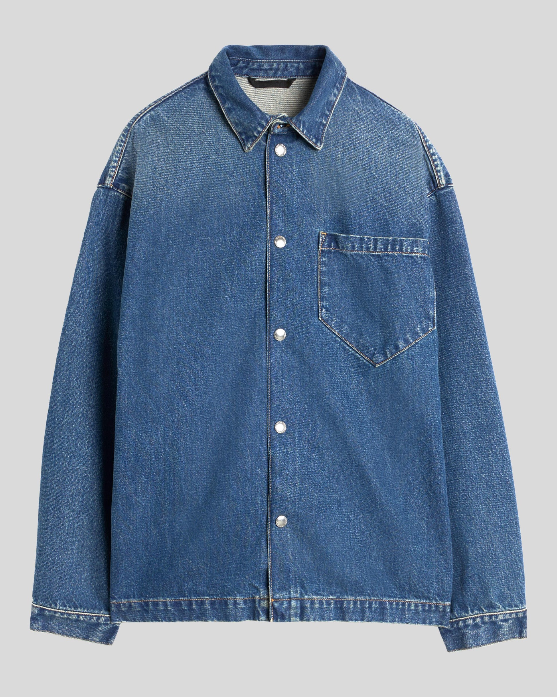 Dark Slate Blue חולצת ג'ינס מכופתרת ארוכה לגברים SEVEN FOR ALL MANKIND