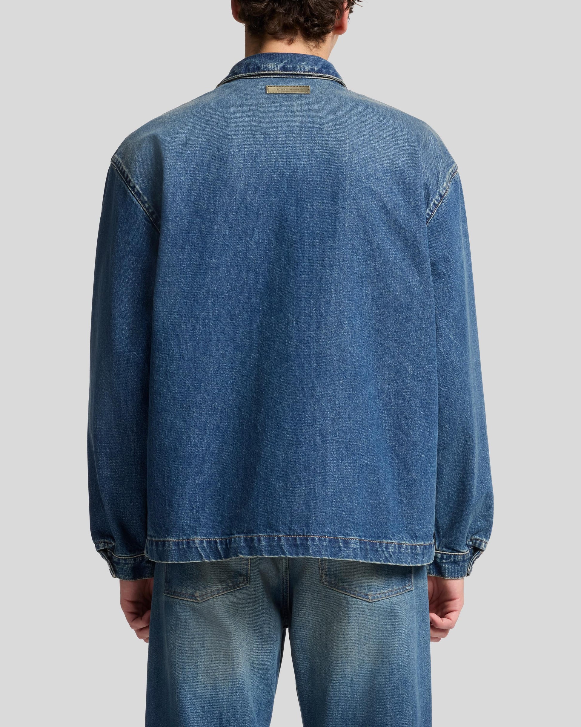 Light Gray חולצת ג'ינס מכופתרת ארוכה לגברים SEVEN FOR ALL MANKIND