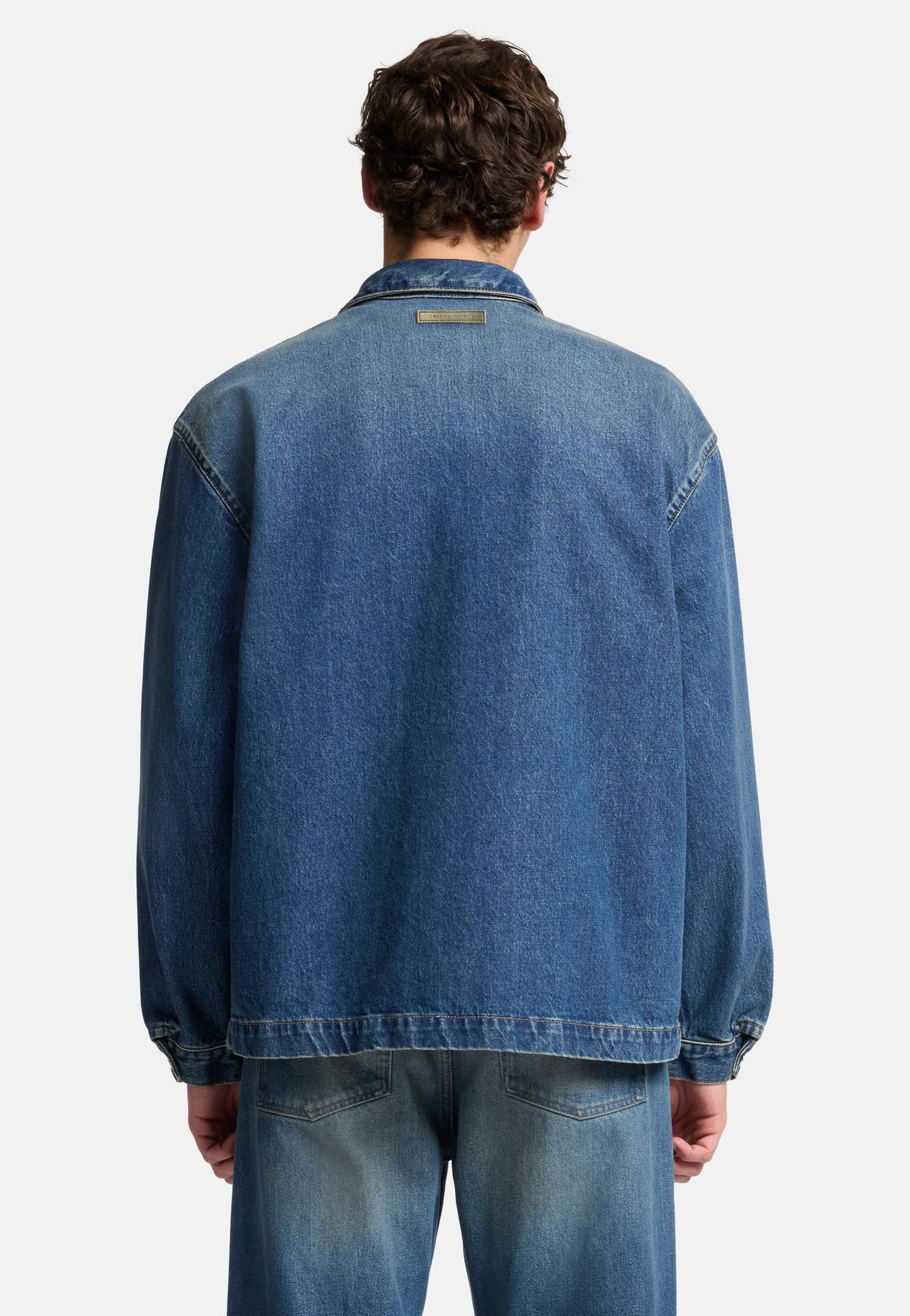 Dark Slate Gray חולצת ג'ינס מכופתרת ארוכה לגברים SEVEN FOR ALL MANKIND