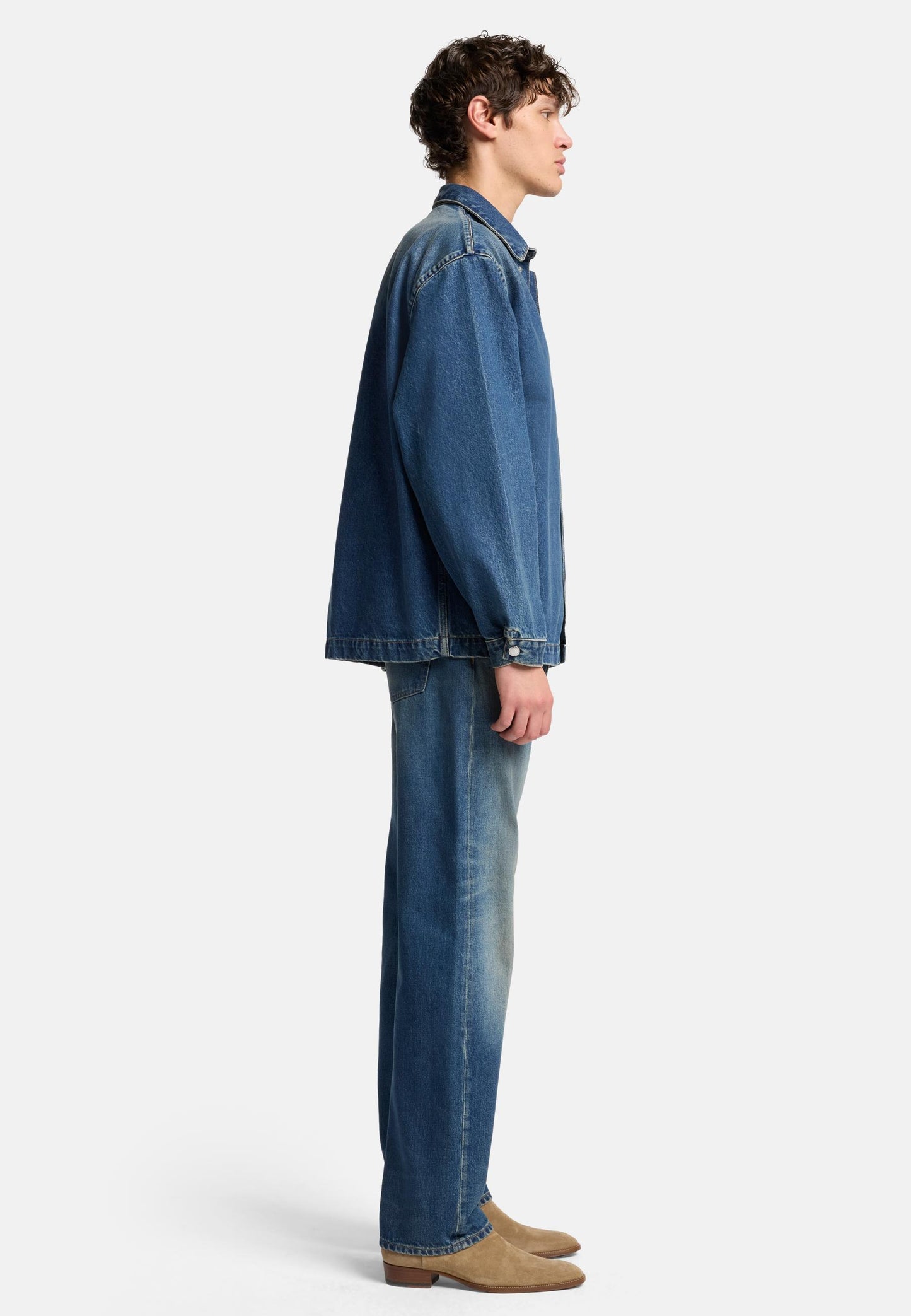 White Smoke חולצת ג'ינס מכופתרת ארוכה לגברים SEVEN FOR ALL MANKIND