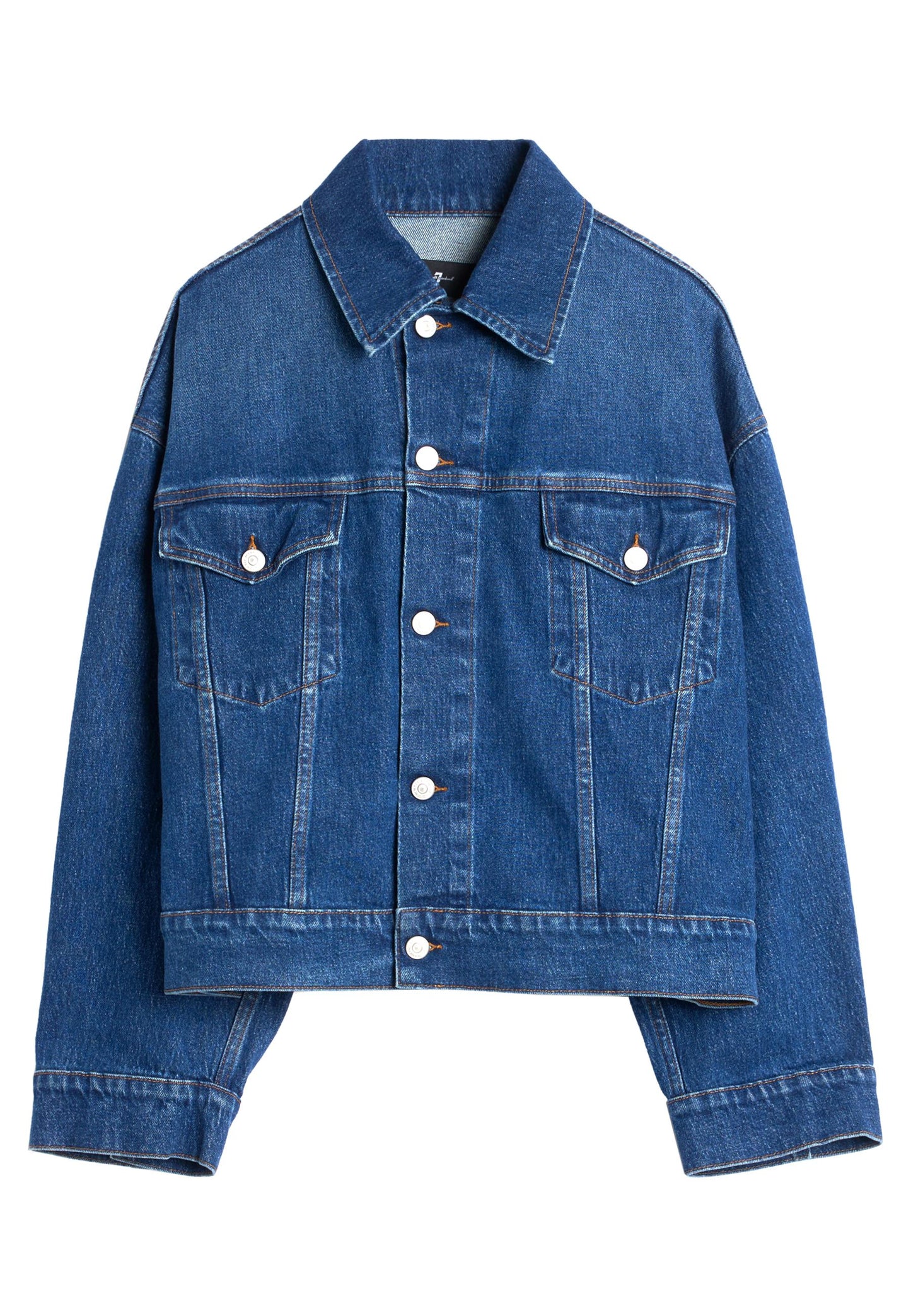 Dark Slate Blue ג'קט ג'ינס קרופ לנשים Oli SEVEN FOR ALL MANKIND