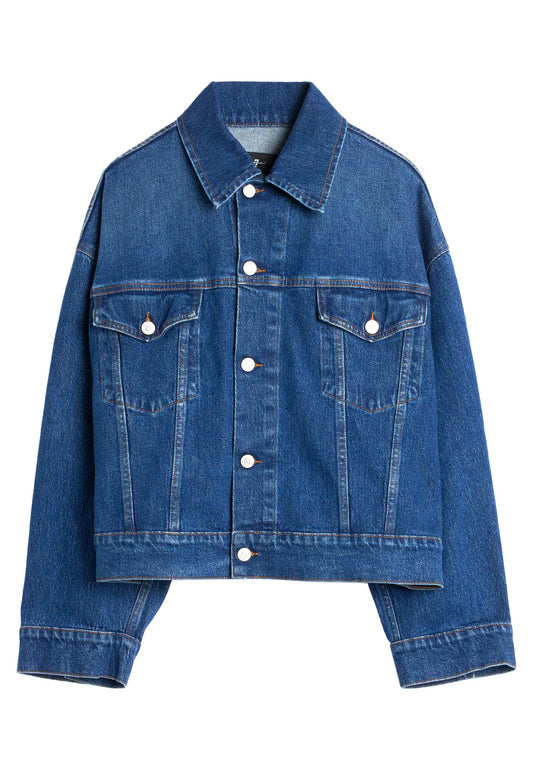 Dark Slate Blue ג'קט ג'ינס קרופ לנשים Oli SEVEN FOR ALL MANKIND