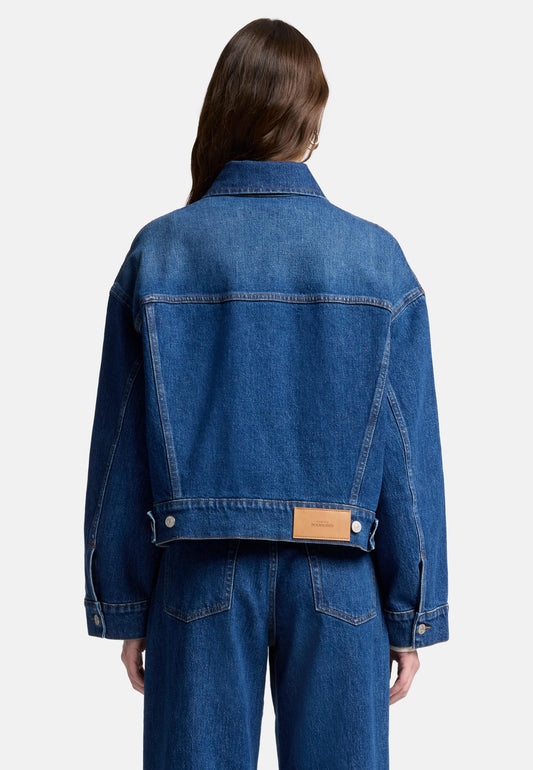 Dark Slate Gray ג'קט ג'ינס קרופ לנשים Oli SEVEN FOR ALL MANKIND