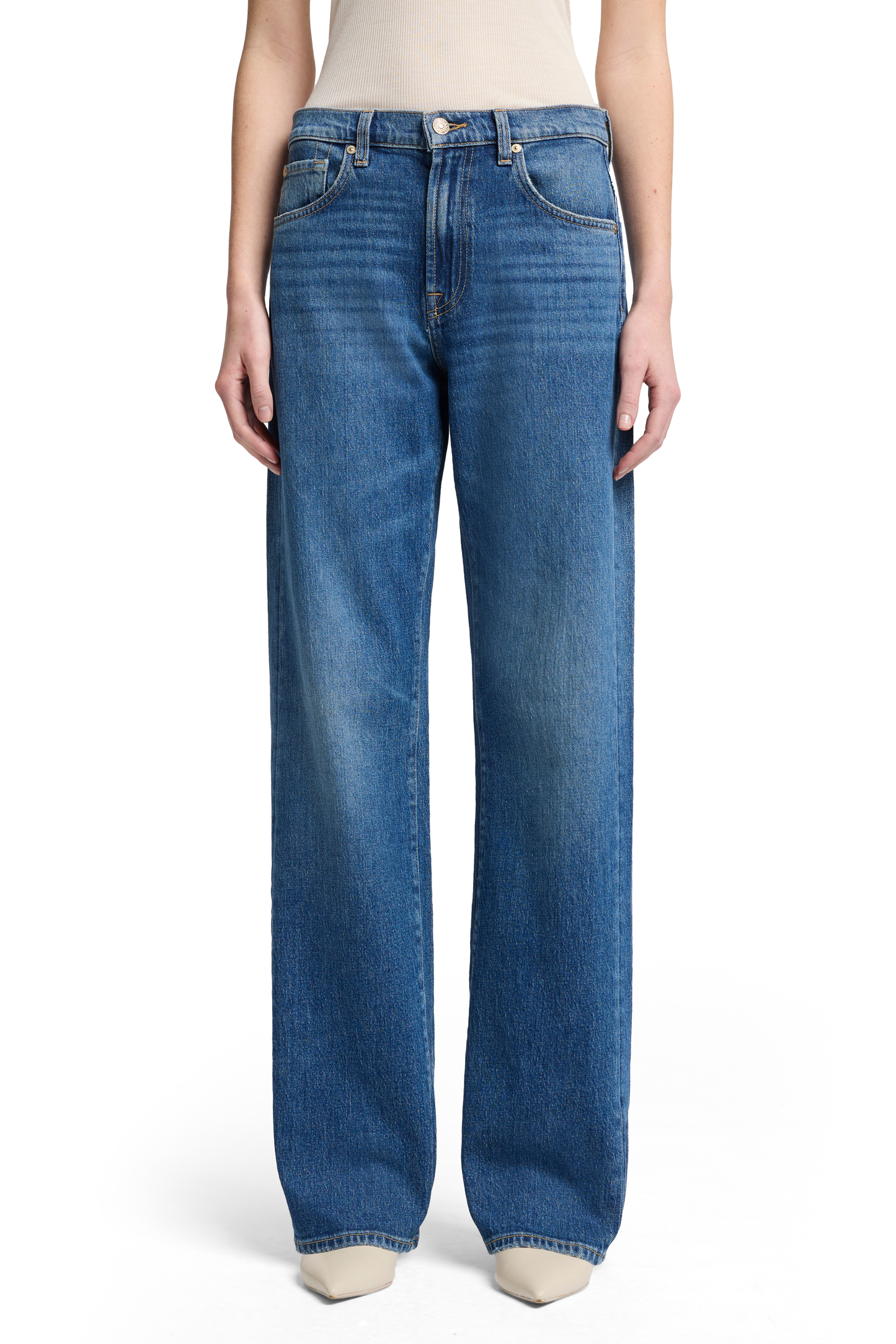 Dark Slate Gray ג'ינס ארוך לנשים Tess – Straight Leg SEVEN FOR ALL MANKIND