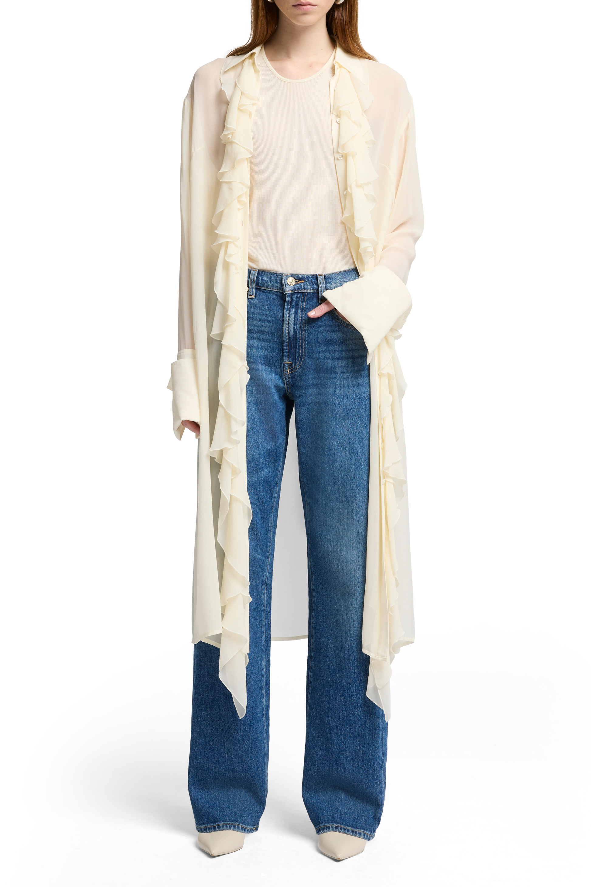 Light Gray ג'ינס ארוך לנשים Tess – Straight Leg SEVEN FOR ALL MANKIND