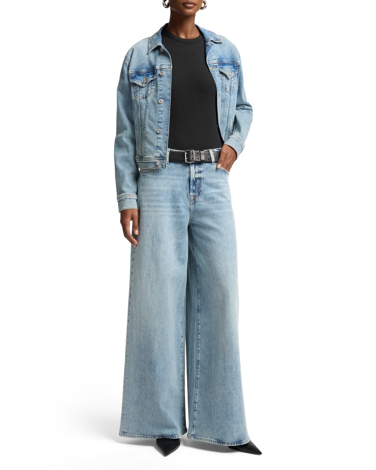 Light Slate Gray ג'ינס ארוך לנשים Marie – Wide Leg SEVEN FOR ALL MANKIND