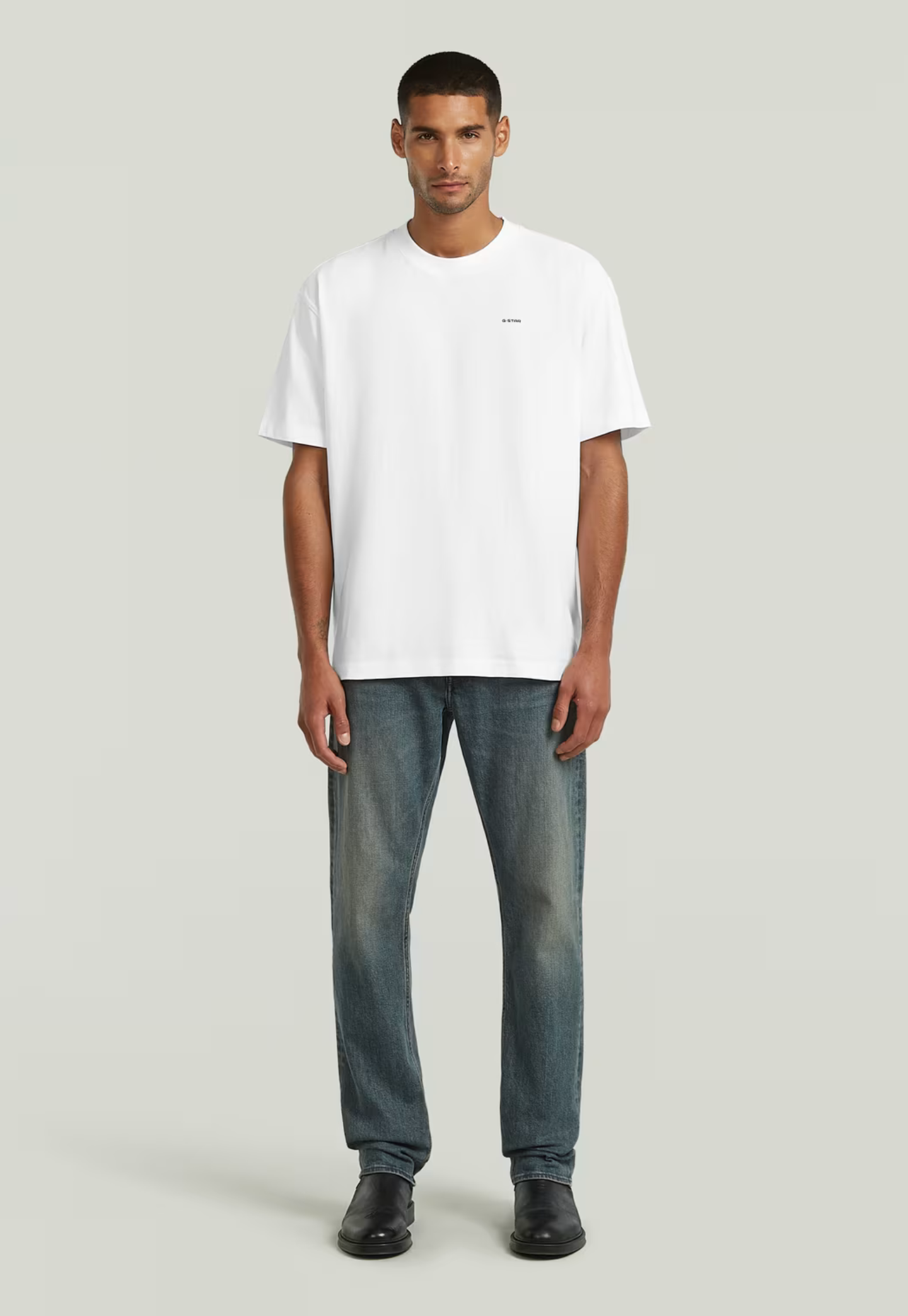 Light Gray טי שירט קצרה לגברים Structured Relaxed Base G STAR