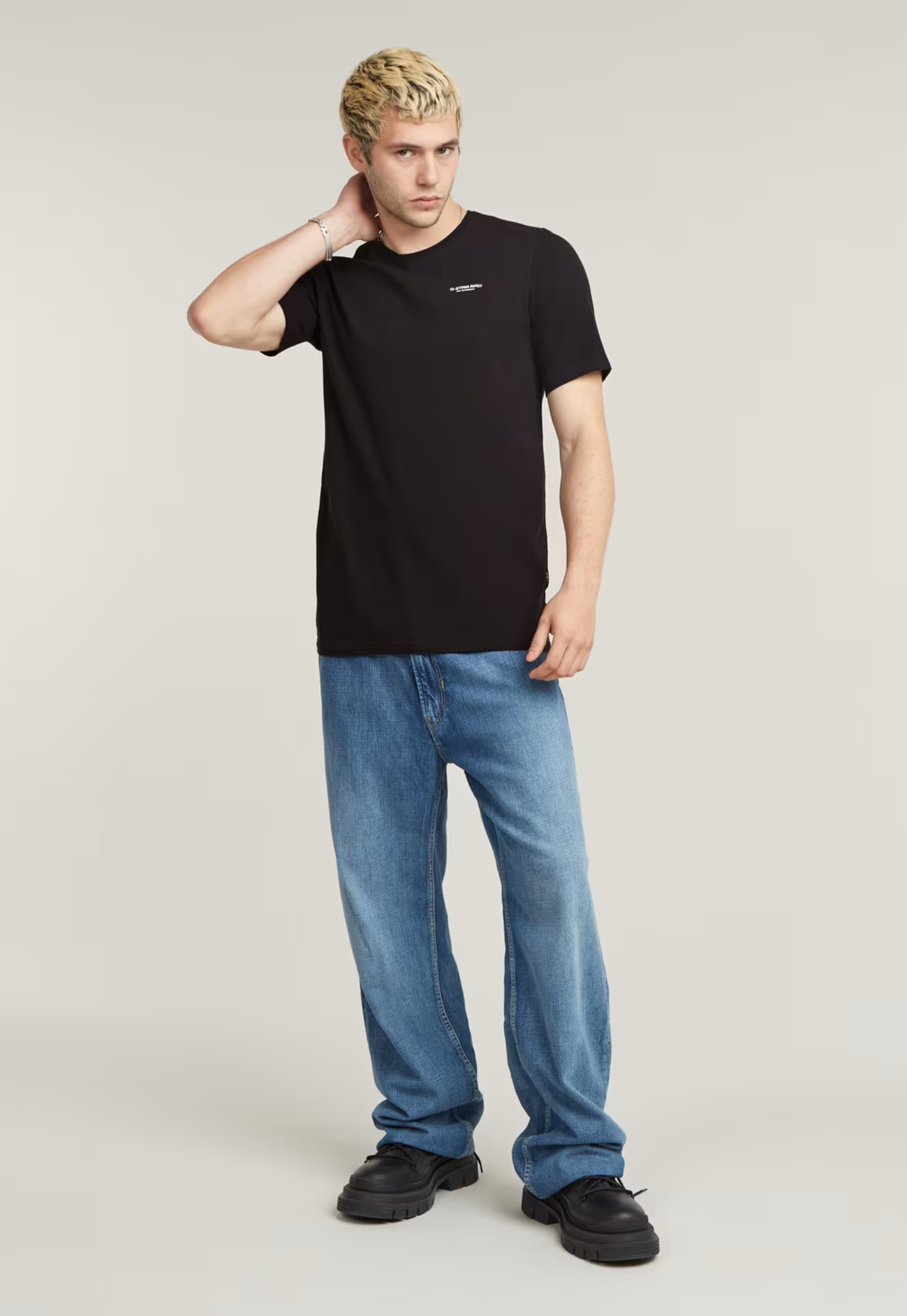 Light Gray טי שירט לגברים Slim Base Rib Stretch G STAR