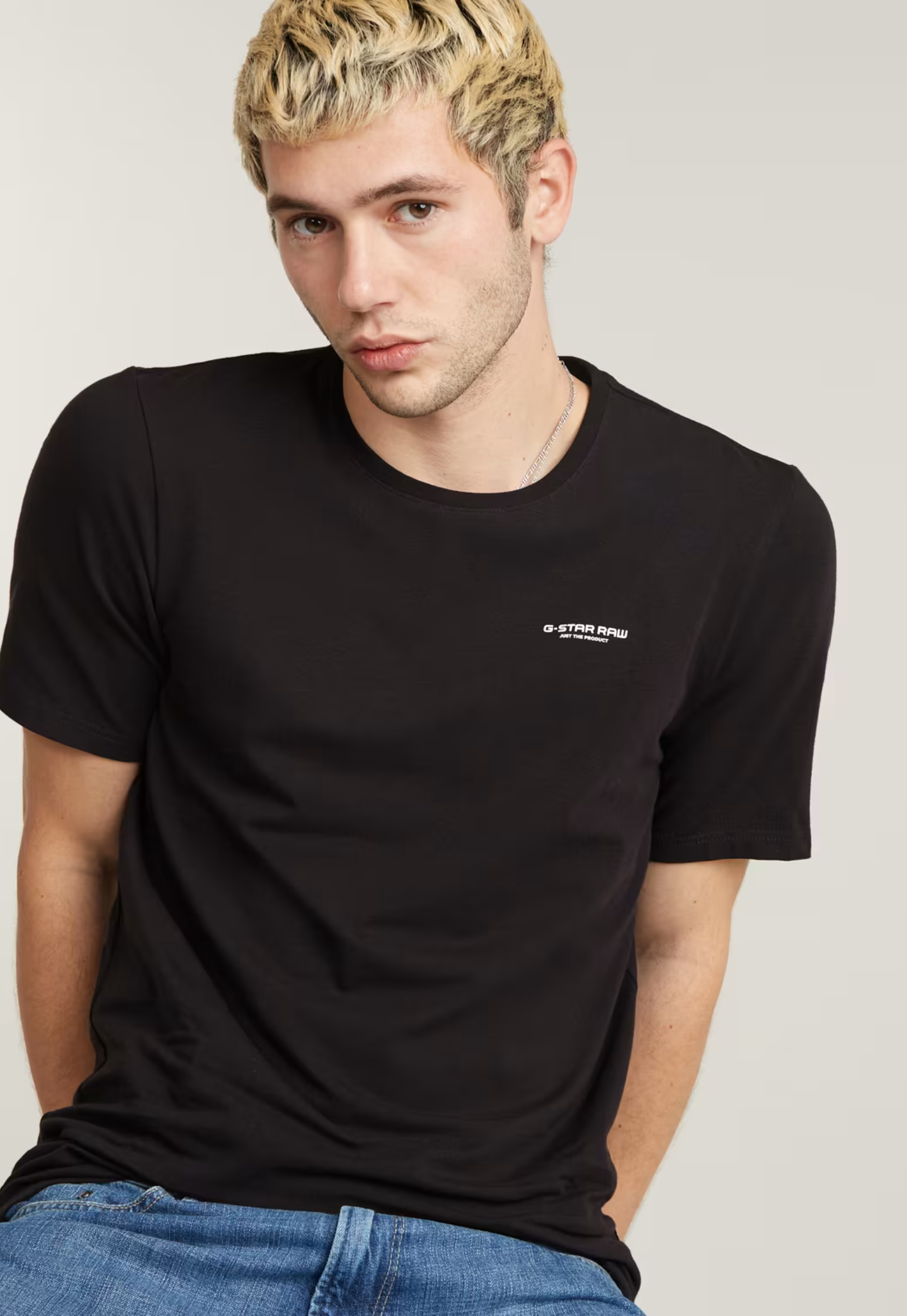 Black טי שירט לגברים Slim Base Rib Stretch G STAR