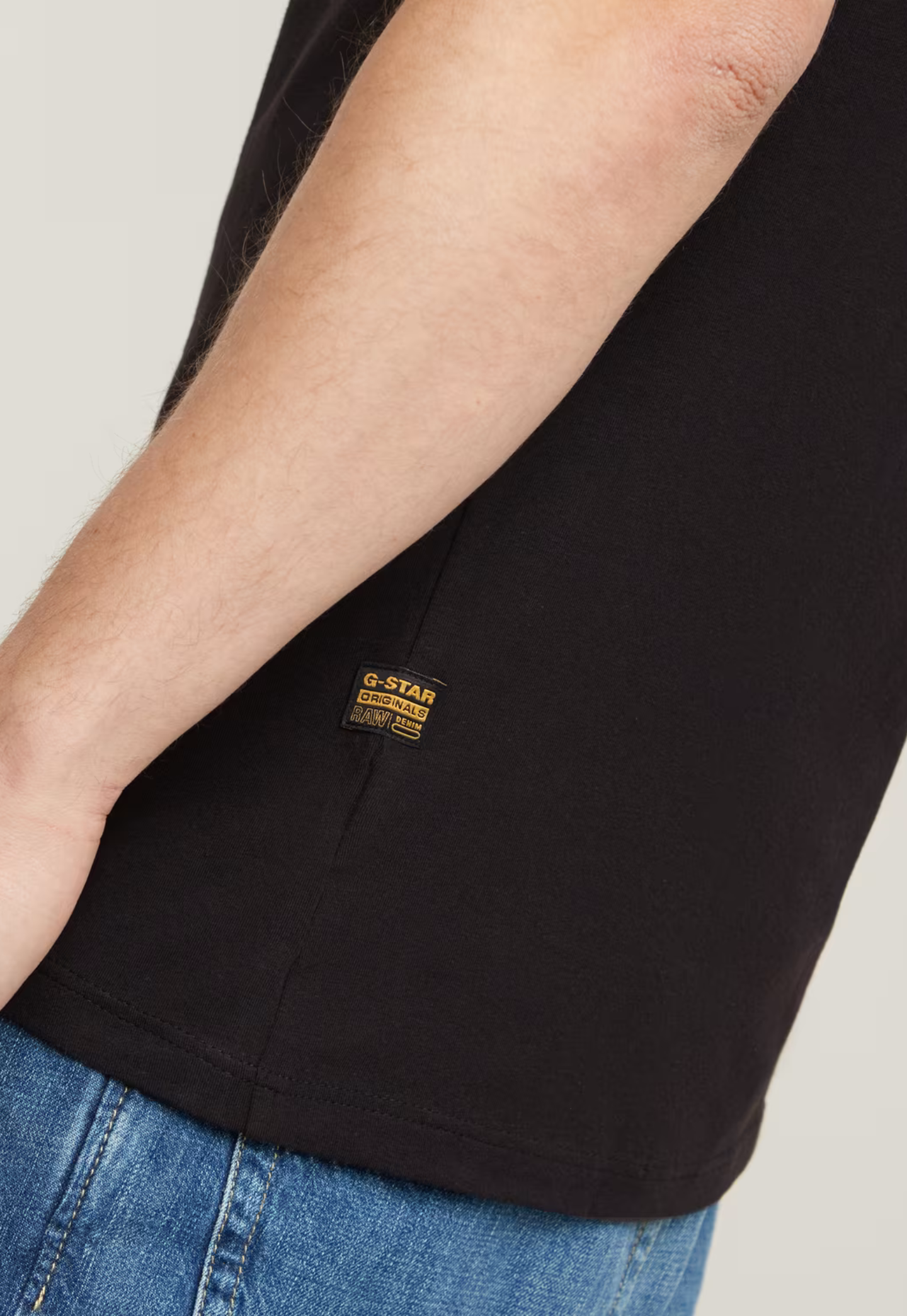 Black טי שירט לגברים Slim Base Rib Stretch G STAR