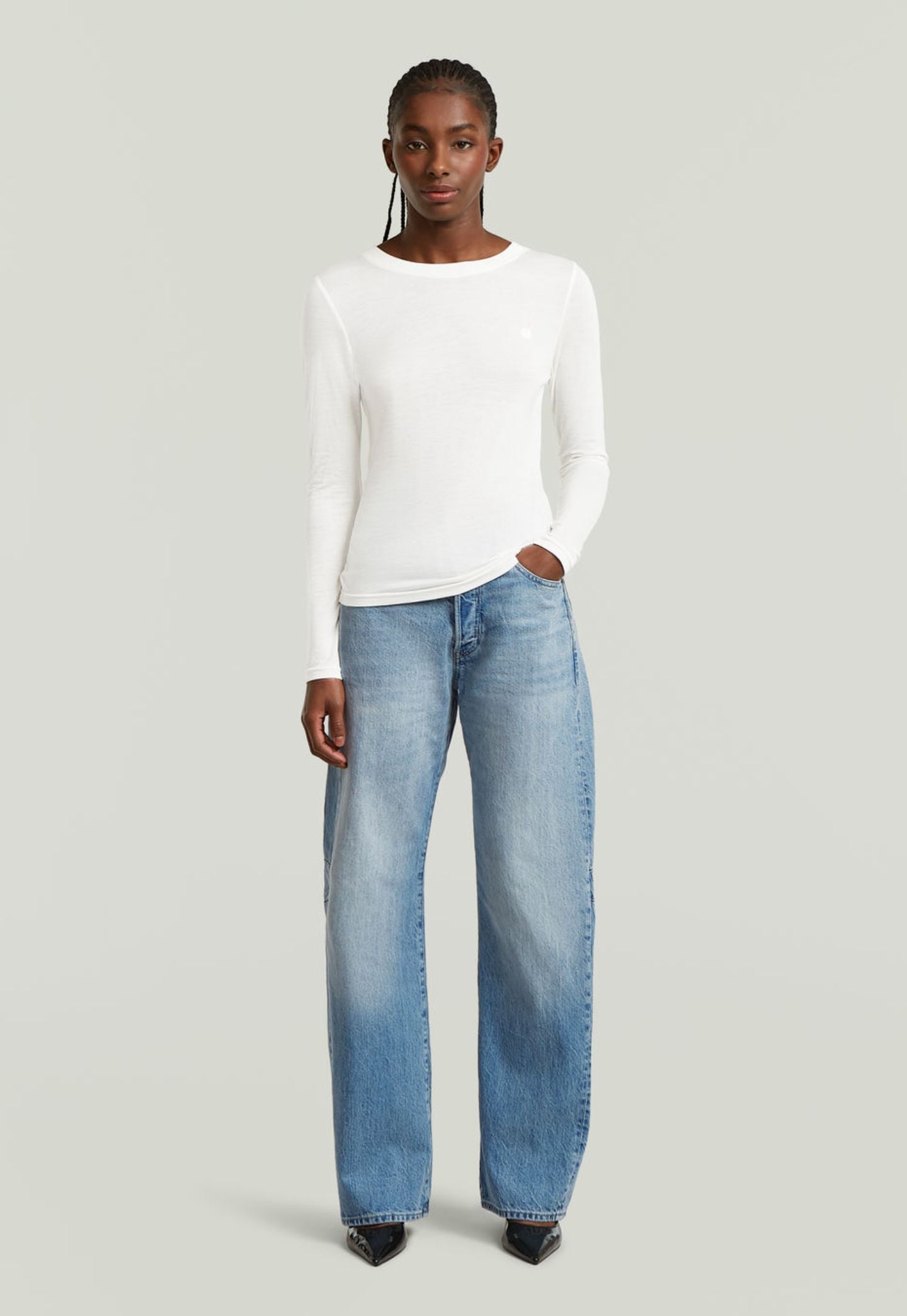 Light Gray ג'ינס ארוך לנשים Bowey 3D - Relaxed fit G STAR