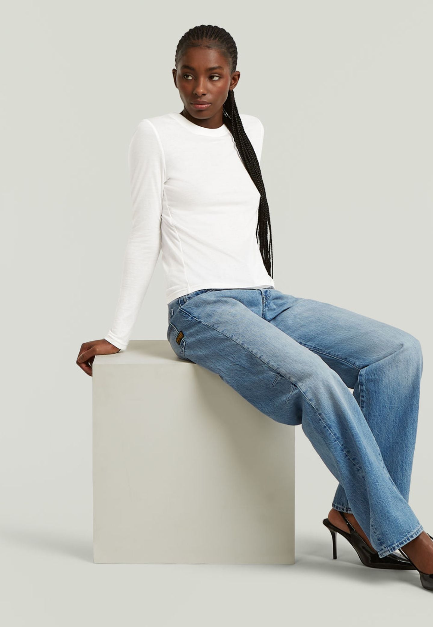 Light Gray ג'ינס ארוך לנשים Bowey 3D - Relaxed fit G STAR