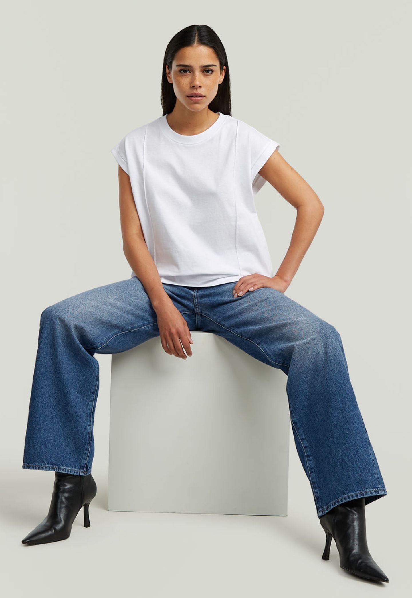 Light Gray ג'ינס ארוך לנשים Bowey 3D - Relaxed fit G STAR