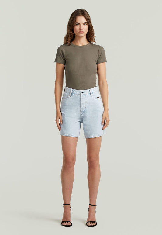 Light Gray ג'ינס קצר לנשים Jett High Clean Edge - Regular Fit G STAR