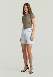 Light Gray ג'ינס קצר לנשים Jett High Clean Edge - Regular Fit G STAR