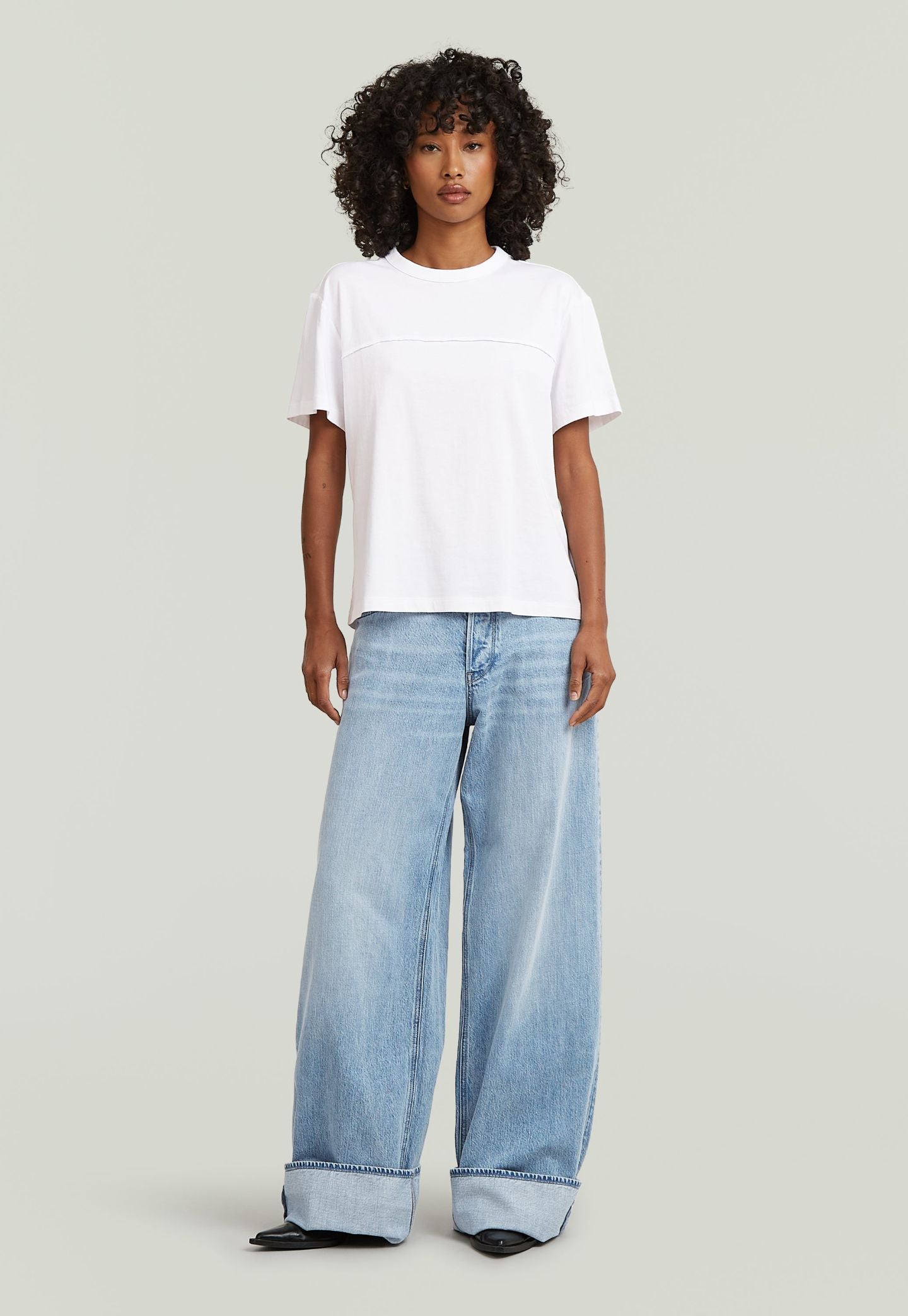 Light Gray ג'ינס ארוך לנשים Roxx Wide - Loose Fit G STAR