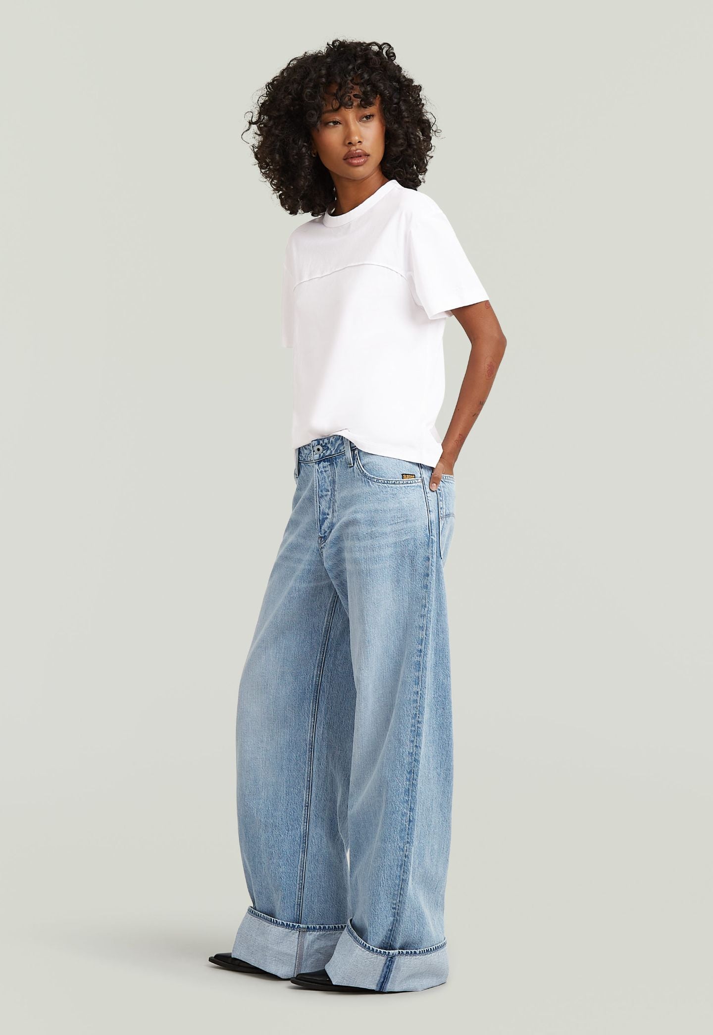 Light Gray ג'ינס ארוך לנשים Roxx Wide - Loose Fit G STAR